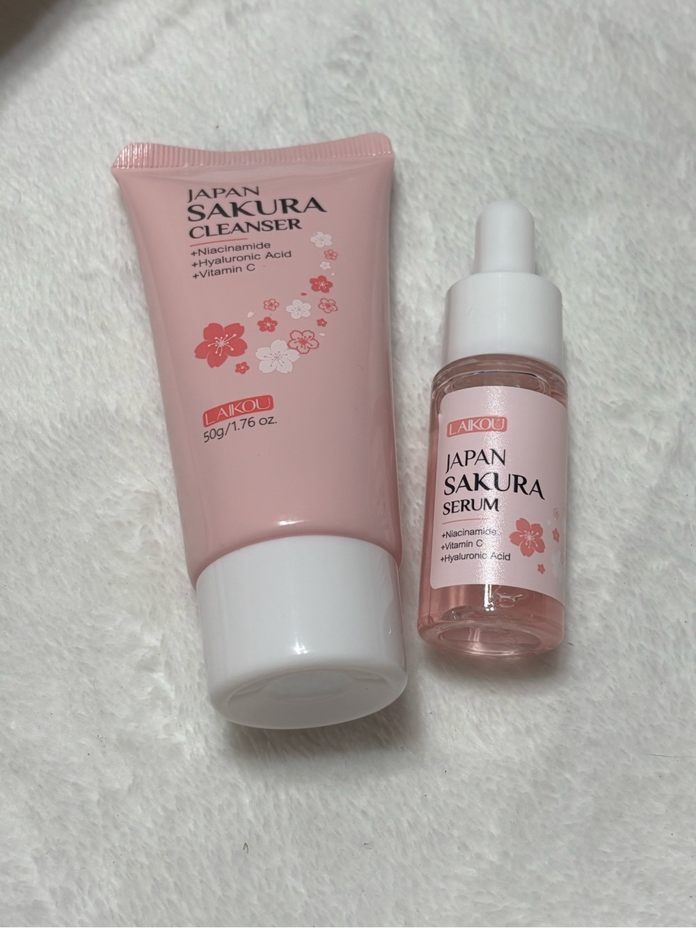 Japan Sakura Pink Cleanser & Serum Set New